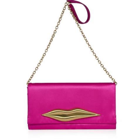 Diane Von Furstenberg Fuchsia Satin Carolina Lip Clutch