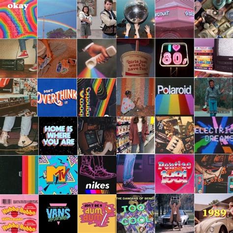 Retro 80s Wall Collage Kit Aesthetic Wall Collage Dorm Etsy