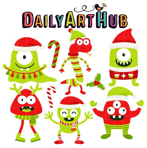 Christmas Monsters Clip Art Set – Daily Art Hub // Graphics, Alphabets & SVG