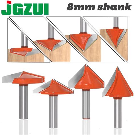 JGZUI 8mm Shank V Bit CNC Kat Karb R End Mill 3D Freze U Lar Ah