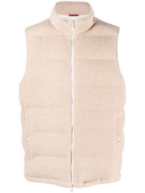 Brunello Cucinelli Corduroy Padded Down Gilet Neutrals Farfetch