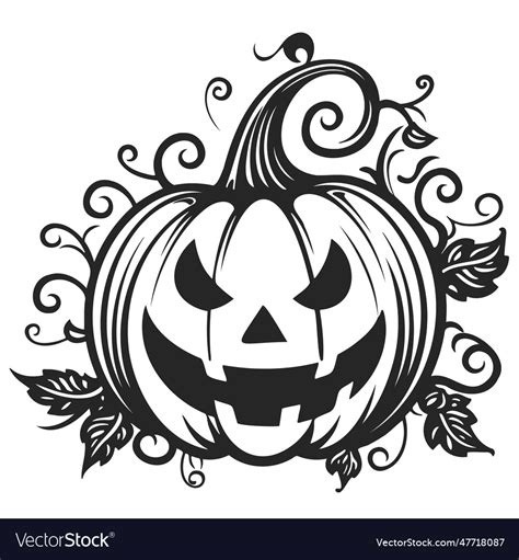 Black and white drawing pumpkin Royalty Free Vector Image