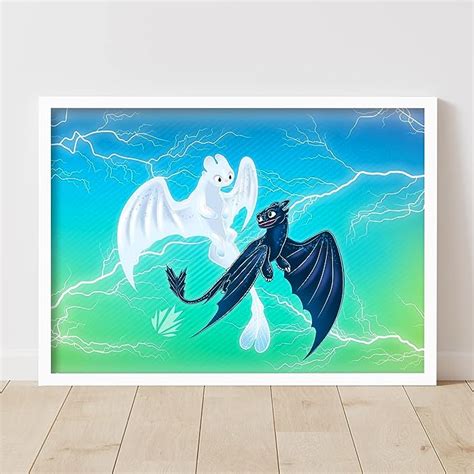 Themed How To Train Your Dragon Light Fury And Night Fury Wall Art