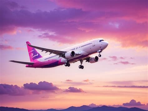 Premium Photo Journey Into Dusk Airplane Soaring In The Colorful