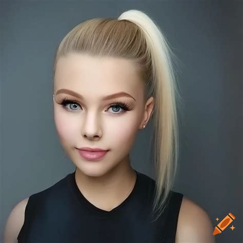 Realistic Portrait Of A Friendly Nordic Girl With Light Eyes And Blonde