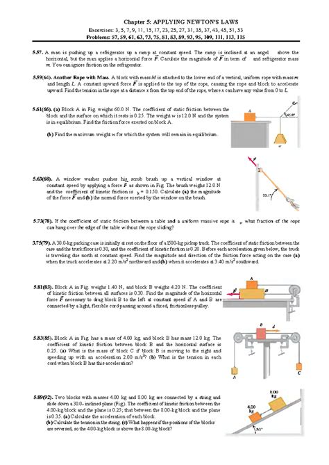 Chapter 05 Assignment Applying Newton S Laws Exercises Problems