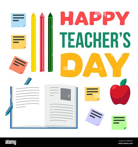 Happy Teachers Day Celebration Banner With Text Vector Stock Vector