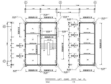 The Cad Dwg Drawing The Lift Core Details And First Floor