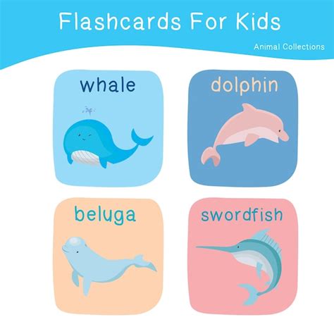 66 Flashcards De Animais Vetor Premium