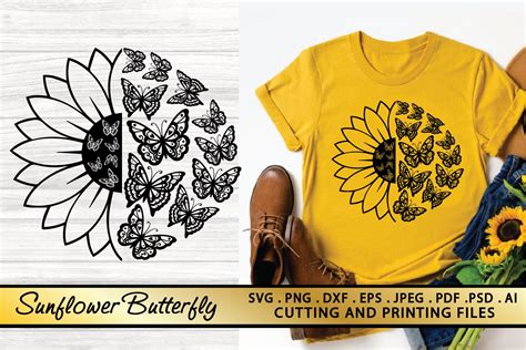 Butterfly Sunflower Svg Png Eps Dxf Files Butterfly Svg 730814 Illustrations Design Bundles