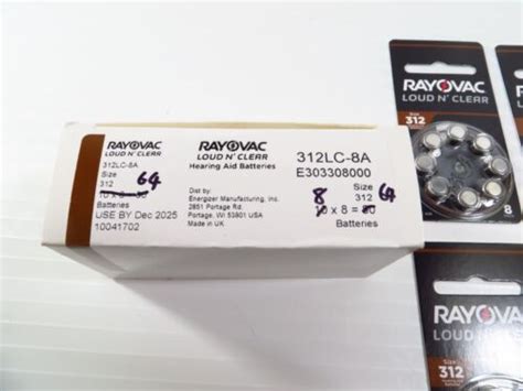 RAYOVAC 312LC 8A LOUD N CLEAR HEARING AID BATTERIES 64 BATTERIES