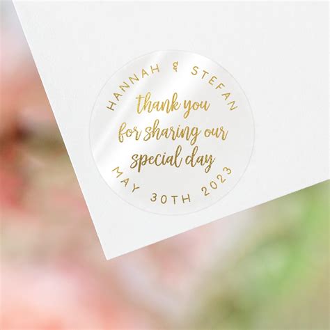 Thank You Stickers For Wedding Favors Personalised Wedding Stickers