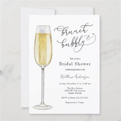 Brunch And Bubbly Champagne Bridal Shower Invitation Zazzle