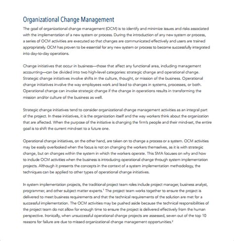 Sample Change Management Plan Template 9 Free Documents In Pdf Word