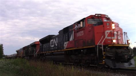 Friendly Engineer Emd Sd M Leads A Long Stack Train Cn At