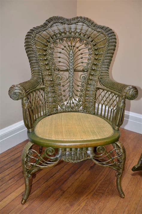 Ornate Victorian Antique Wicker Chair And Rocker For Sale At 1stdibs