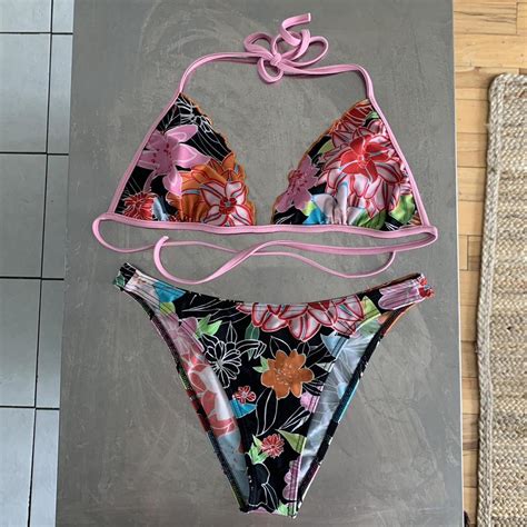 Vintage S Oneill Flower Print Bikini Size Depop