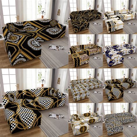 WWDS Luxury Gold Chain Elastic Corner Sofa Covers For Living Room Couch