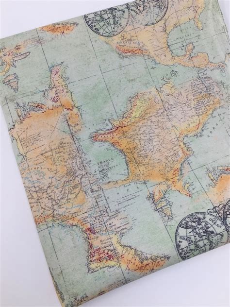 Explorer Map Nautical Fabric Fabric By The Yard Quilting Etsy