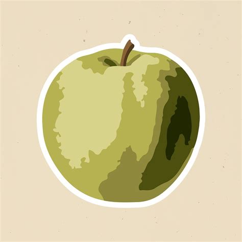 Vectorized Green Apple Fruit Sticker With White Border Design Resource