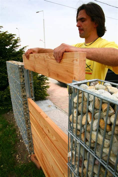 Gabion And Wood Fence