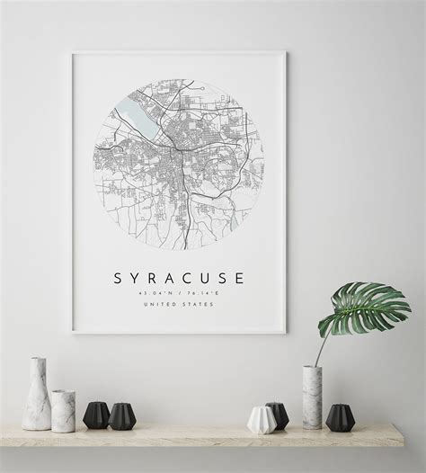 Syracuse Map Syracuse New York City Map Home Town Map - Etsy