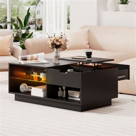 Wrought Studio Table basse à plateau relevable 42 5 po avec lumières