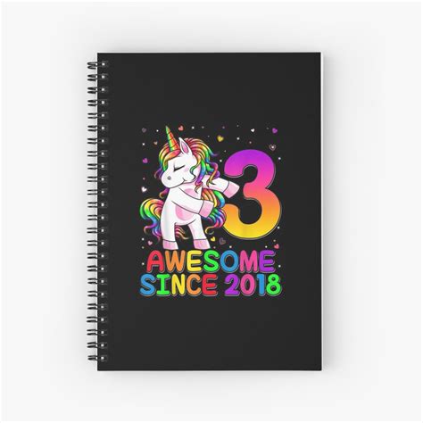 Cuaderno de espiral Unicornio de 3 años Uso de hilo dental Fiesta de