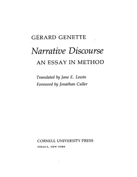 PDF GENETTE Gérard Narrative Discourse DOKUMEN TIPS