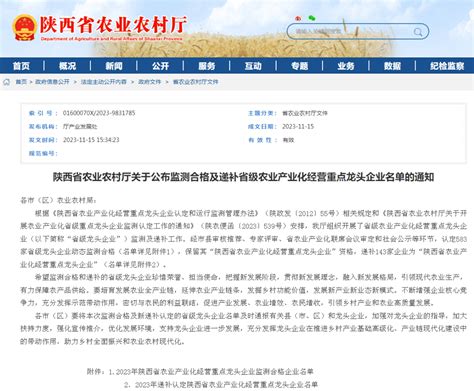 喜报！我县新增5家省级农业产业化经营重点龙头企业 陕西省 发展 农村