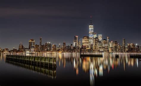 New York City Skyline at Night Stock Image - Image of nature, hiker ...