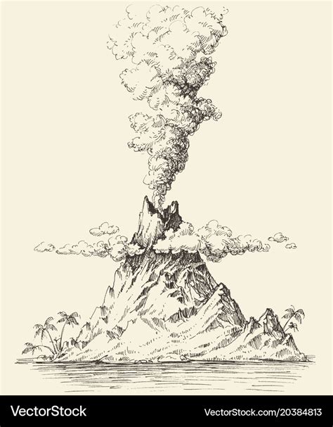 Volcano Eruption Drawing ~ Set Of Volcanoes Of Varying Degrees Of ...