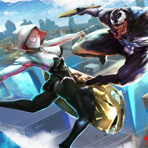 2048x2048 Spider Gwen And Venom Art Ipad Air ,HD 4k Wallpapers,Images