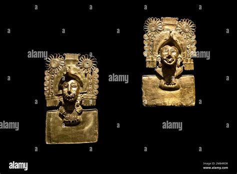 Solid Gold Pectorals Of The Aztec Deity Xochipilli Or Mixtec Deity