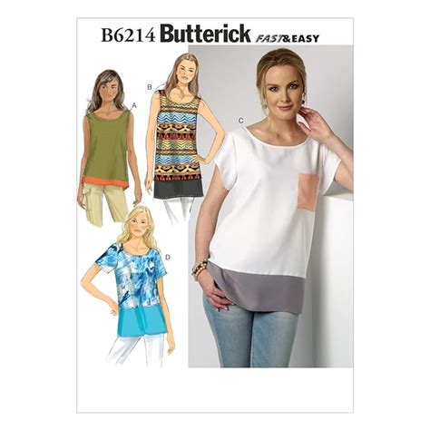 Butterick Patterns 6214 ZZ Misses Top Sizes LRG 16 18 XLG 20 22 XXL