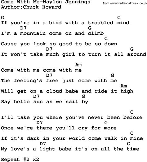 Country Music Come With Me Waylon Jennings Lyrics And Chords