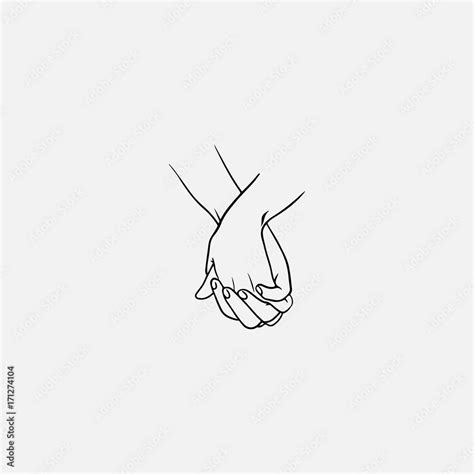 Holding Hands With Interlocked Or Intertwined Fingers Drawn By Black