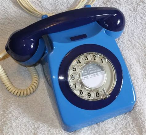 GPO 746 ROTARY Dial Telephone In Two Tone Blue FULLY REFURBISHED