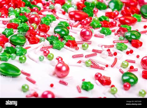 Christmas Background Of Colorful Candies Red And Green Candies Of