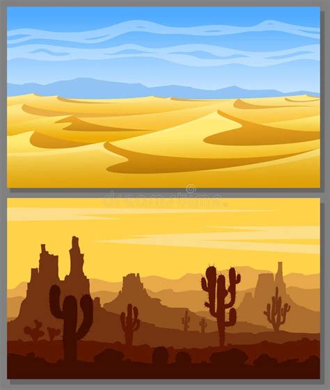 Sistema Del Vector De Los Paisajes Del Desierto Ilustración del Vector