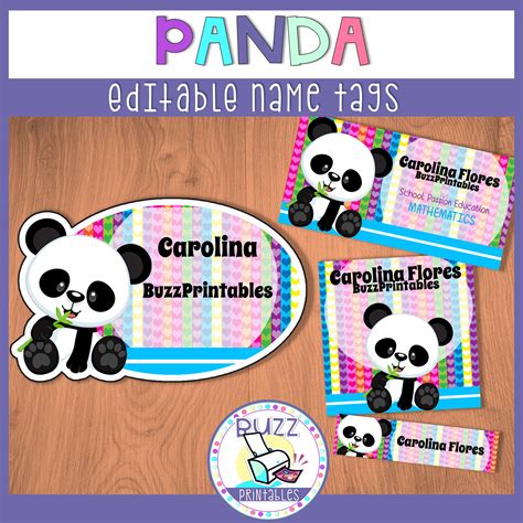 Editable Name Tags or Labels - Panda Theme Classroom Decor | Teaching