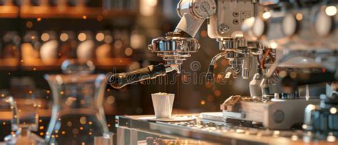 3D Robot Barista Crafting Perfect Coffees in a Cafe Its Mechanical ...