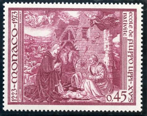 Stamp Timbre De Monaco N Art Tableau Nativite Eur