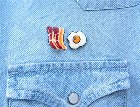 Bacon And Eggs Lapel Pin Bacon Eggs Jewelry Food Accessories Bacon Eggs Necklace Food T