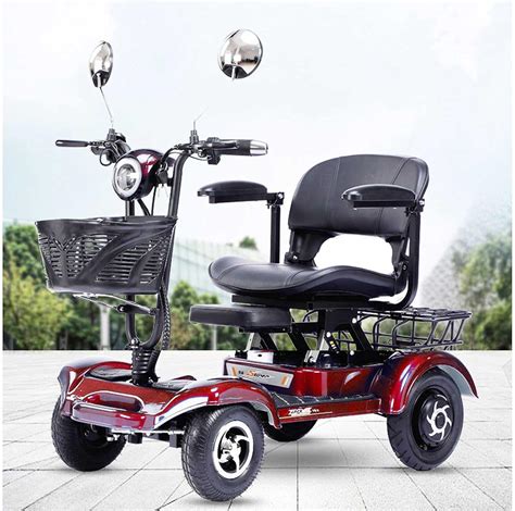 Mkyoko 4 Wheel Foldable Mobility Scooter Electric Powered Wheelchair Device With Charger And