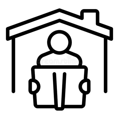 Self Isolation Reading Icon Outline Vector House Online Stock