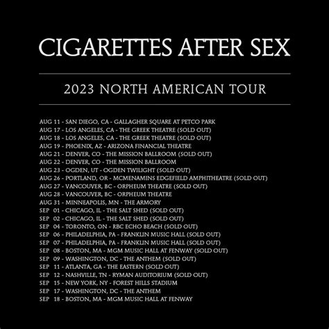 Cigarettes After Sex On Twitter Updated Dates For Our North