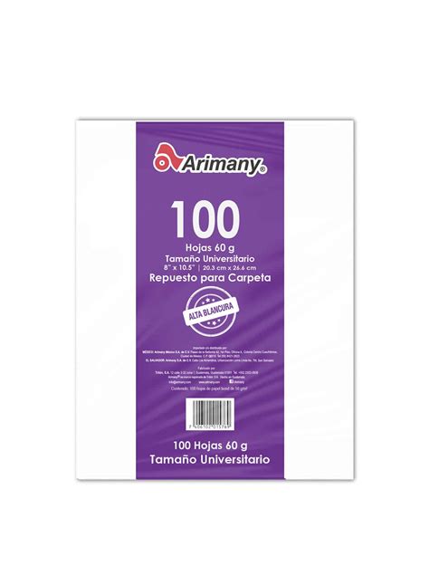 Papel Bond Gramos Universitario Hojas Unidad Arimany