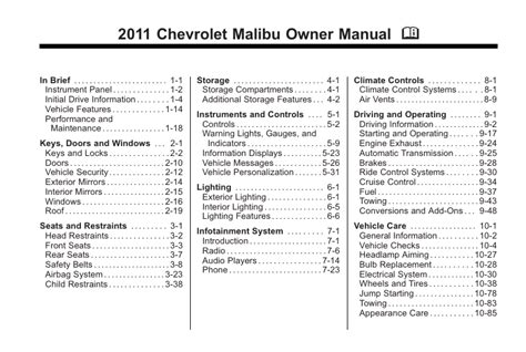 Owners Manual For Chevy Malibu