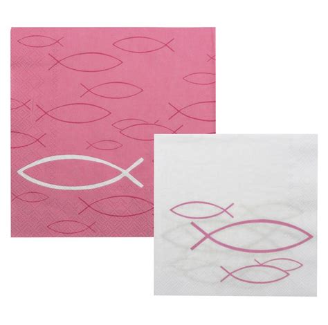 Servietten Fisch Pink Tischdeko Kommunion Konfirmation Set St Ck